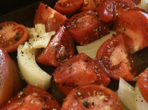 Oven Roasted Tomatoes, Onions, and Garlic