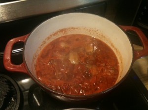 Allow the vegetable and vinegar mixture to simmer
